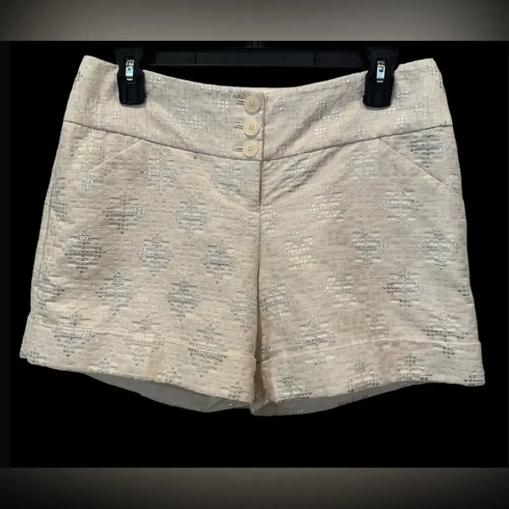 NEW The Limited Shorts White Silver Metallic Lined Cassidy Chino Dressy SZ 10